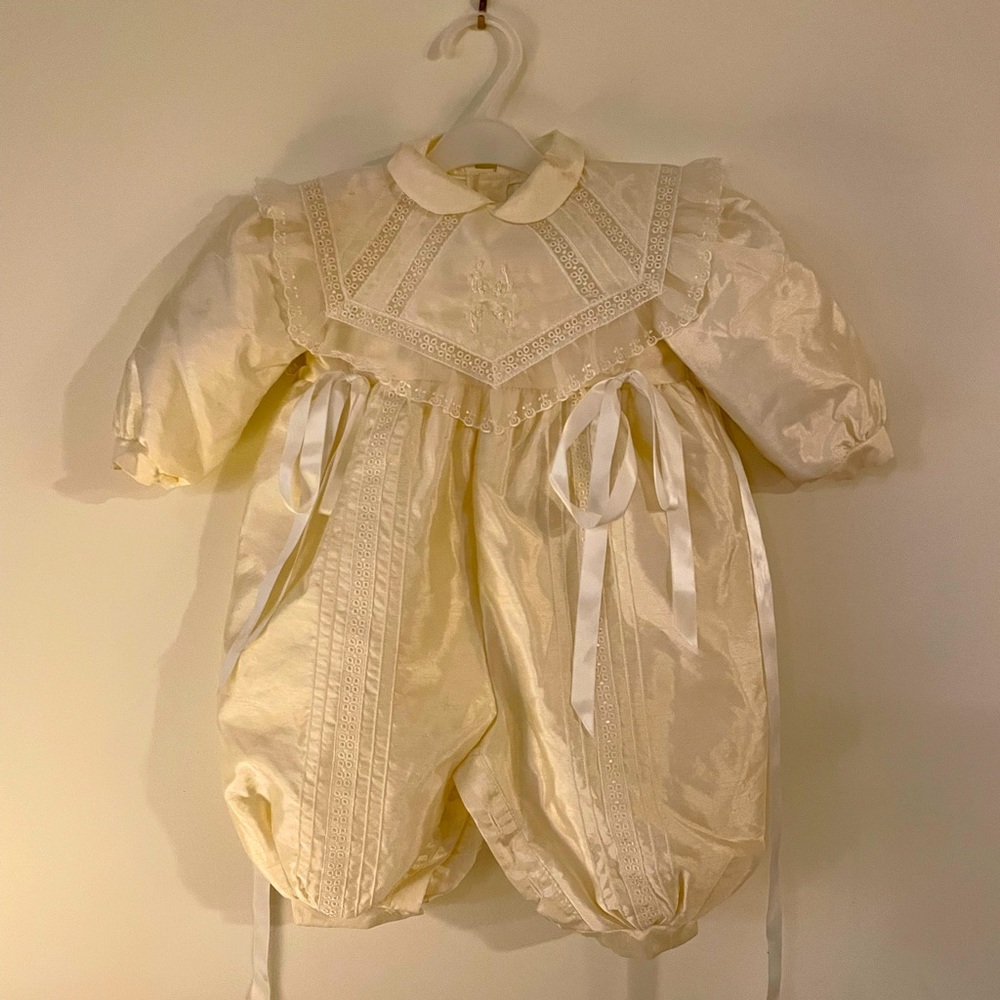 Cream coloured Victorian formalwear for 12 month old